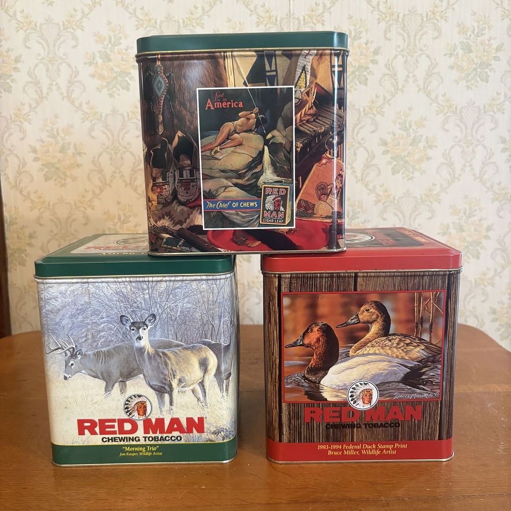 Lot 272: Trio of Red Man Chewing Tobacco Limited Edition Advertising Tins 1990-1995