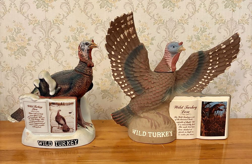 Lot 334: Two Austin Nichols Wild Turkey Bourbon Ceramic Decanters from the Wild Turkey Lore Series