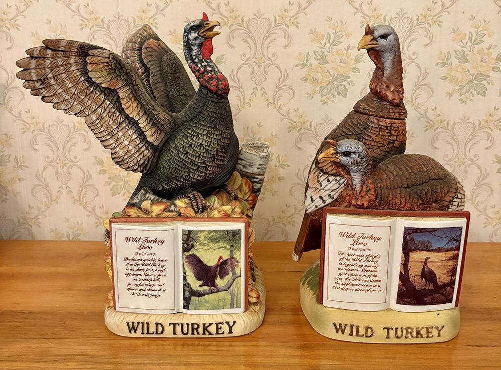 Lot 335: A Pair of Wild Turkey Kentucky Straight Bourbon Whiskey Collectible Ceramic Decanters