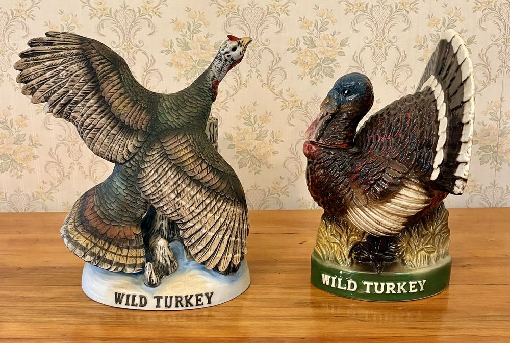 Lot 336: Two Wild Turkey Austin Nichols 101 Proof 8 Year Old Porcelain Bourbon Whiskey Decanters
