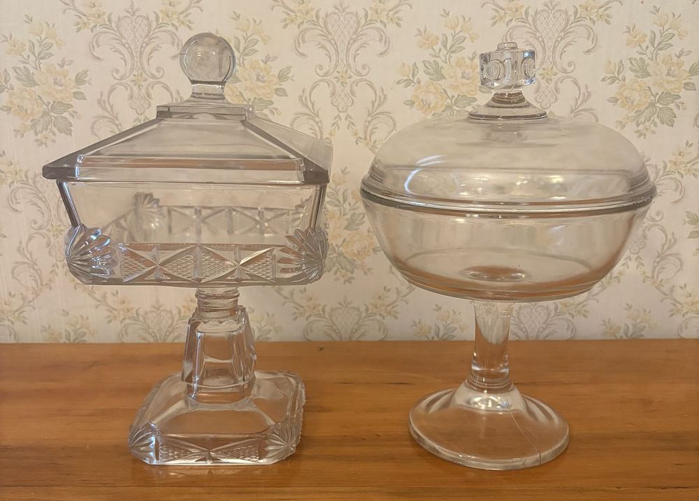 Lot 357: Two American Brilliant Style Pressed Glass Covered Compotes