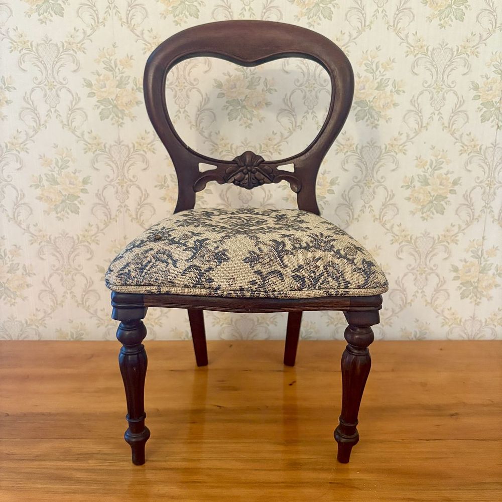 Lot 363: Victorian Style Balloon Back Miniature Doll Chair with Tapestry Seat