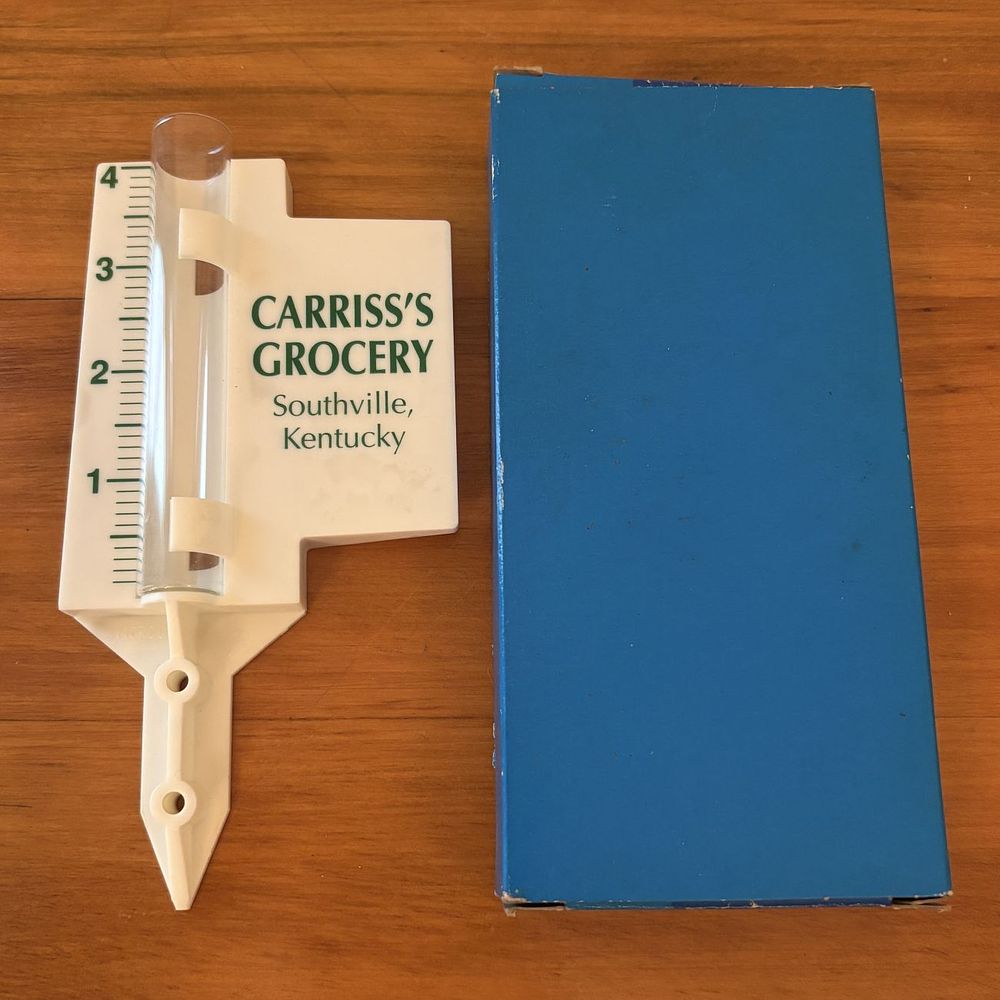 Lot 369: Vintage Advertising Rain Gauge Carriss's Grocery Southville Kentucky with Box