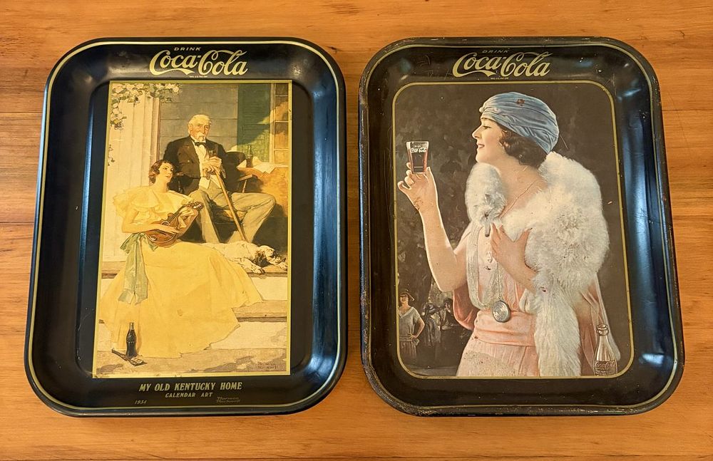 Lot 373: Two Coca-Cola Lithographed Tin Advertising Serving Trays