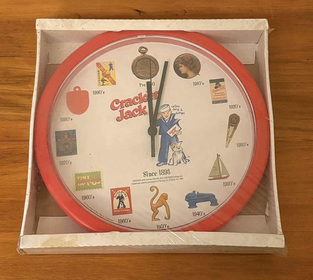 Lot 381: Cracker Jack Promotional Through the Years History of Prizes Wall Clock