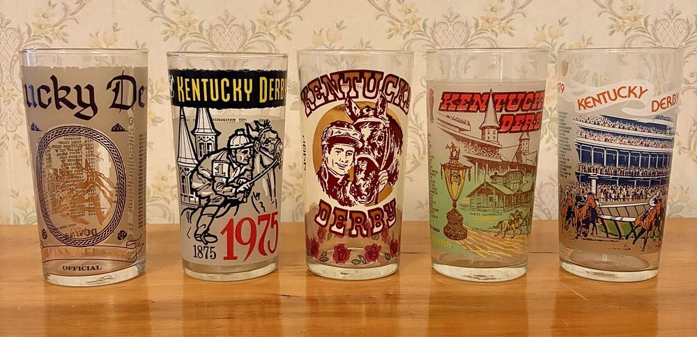 Lot 397: A Collection of Five Official Kentucky Derby Souvenir Mint Julep Glasses