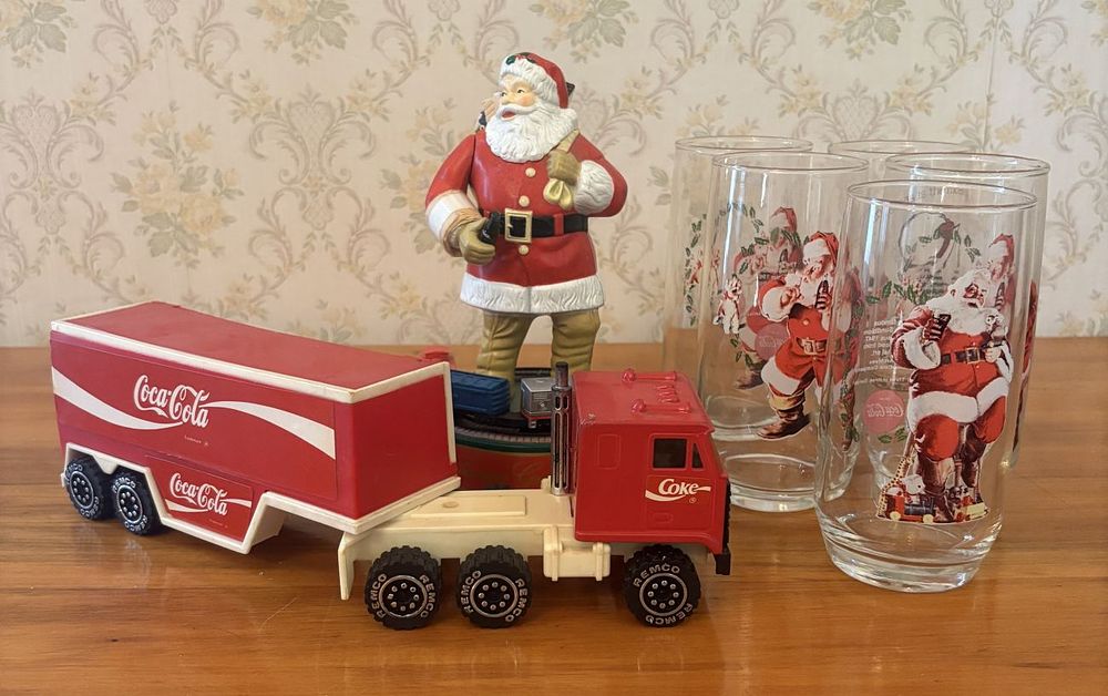 Lot 411: Collection of Coca-Cola Holiday Memorabilia Including Remco Semi Truck and Animated Musical Santa