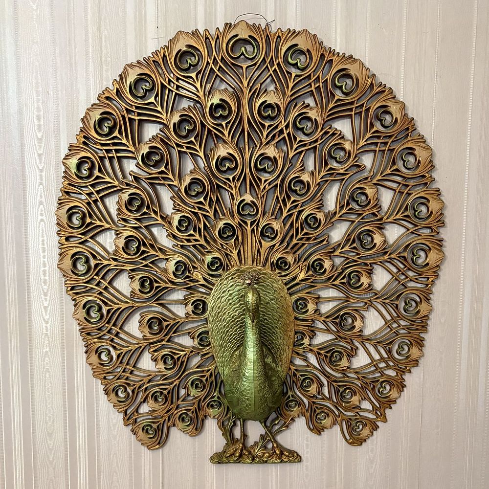 Lot 473: Large Mid Century Modern Molded Plastic Peacock Wall Hanging