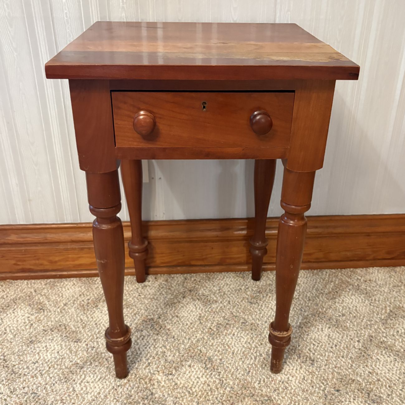 American Federal Style Solid Cherry Single Drawer Side Table