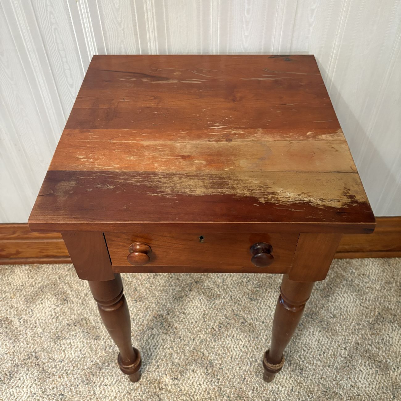 American Federal Style Solid Cherry Single Drawer Side Table