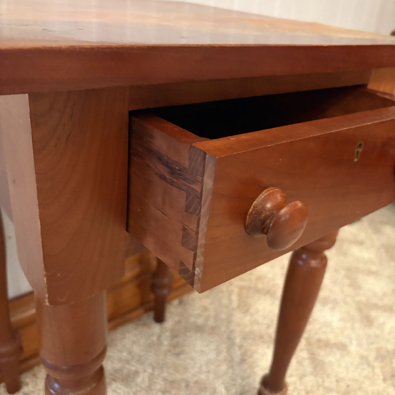 American Federal Style Solid Cherry Single Drawer Side Table