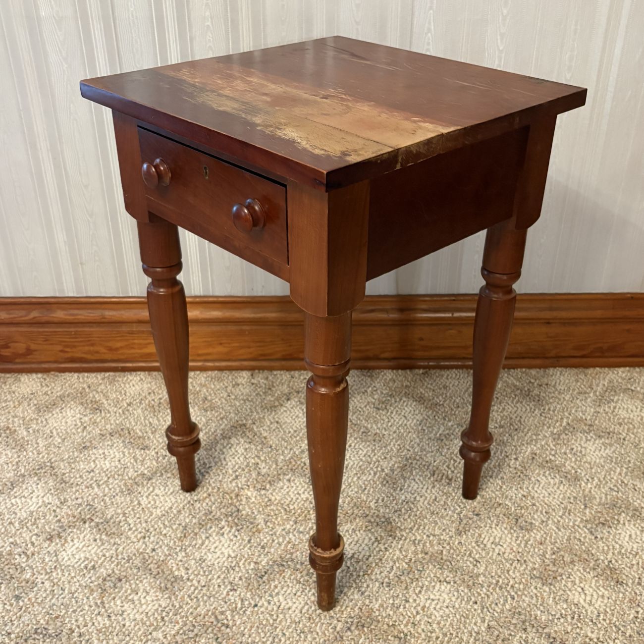 American Federal Style Solid Cherry Single Drawer Side Table