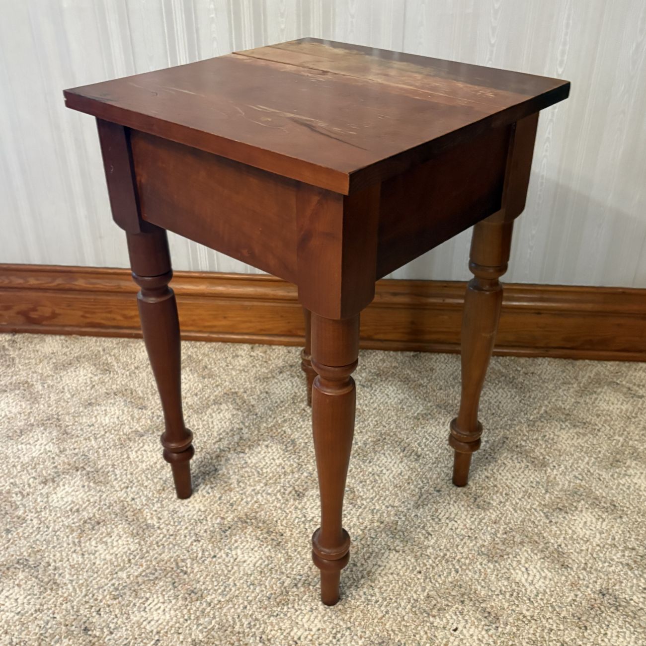 American Federal Style Solid Cherry Single Drawer Side Table