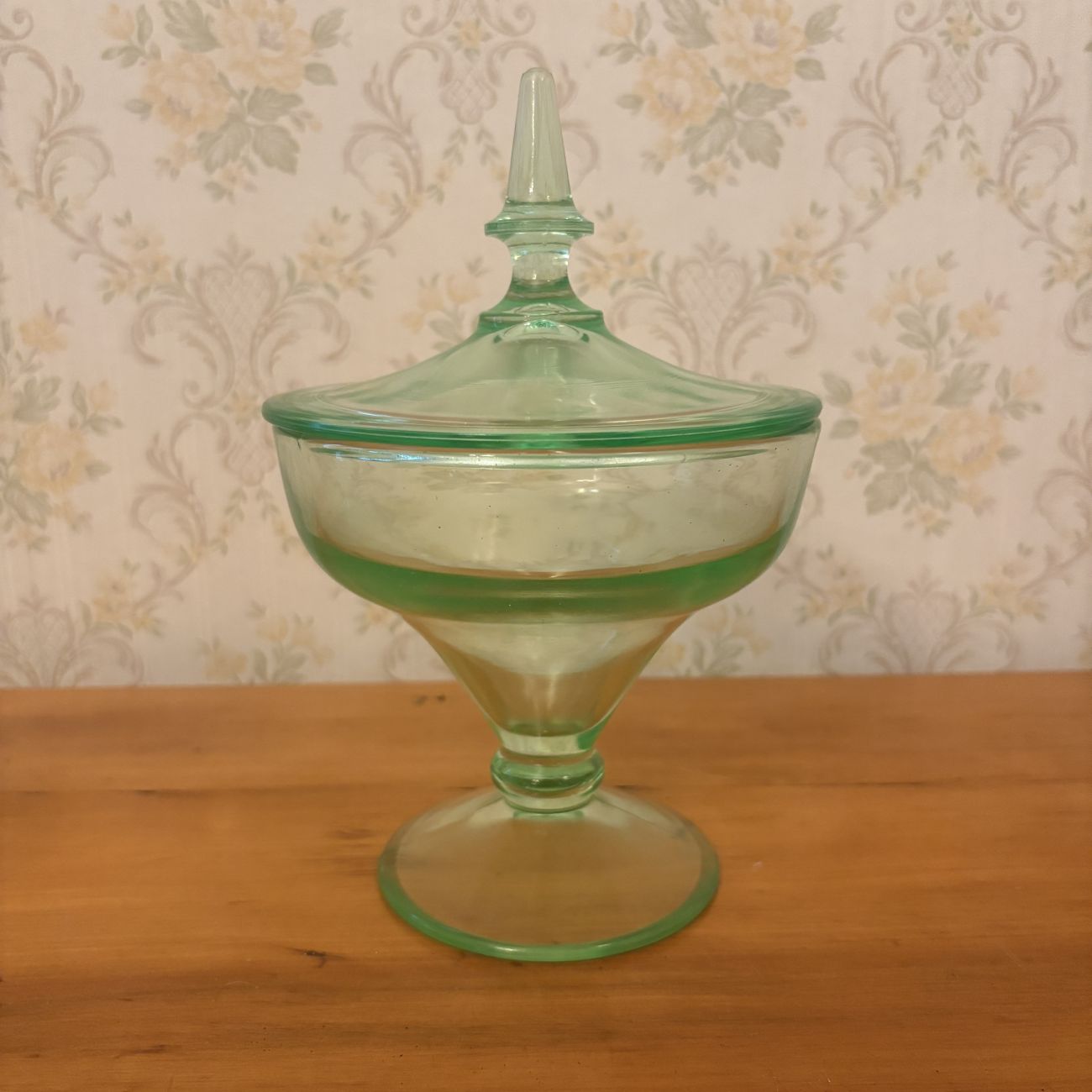 Uranium Glass Lidded Compote