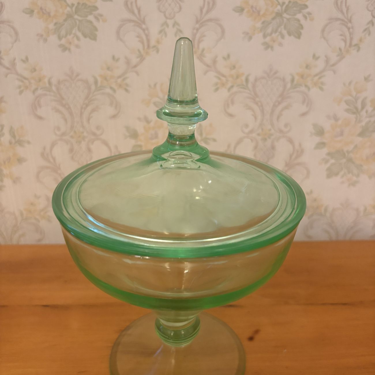 Uranium Glass Lidded Compote