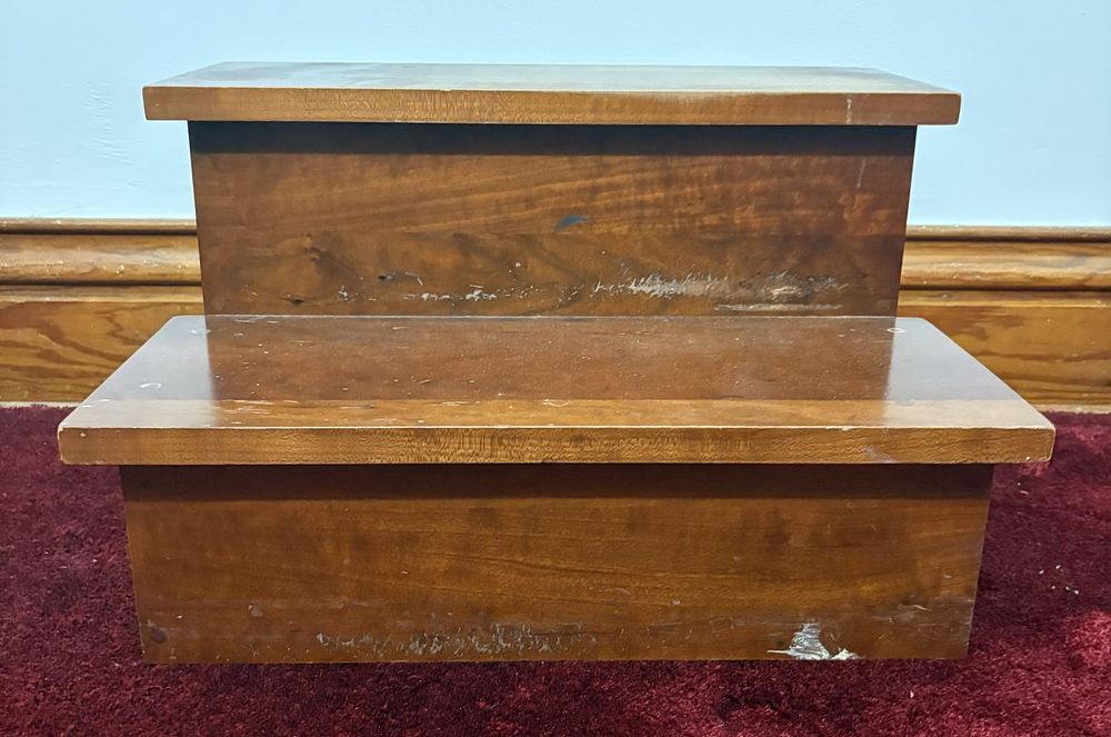 Lot 505: Mid to Late 20th Century Two Tier Solid Wood Bed Step with Storage Compartment