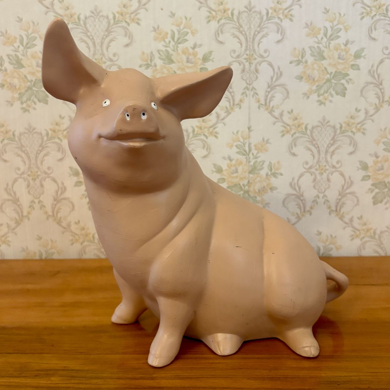 Large Ceramic Seated Pig Figurine