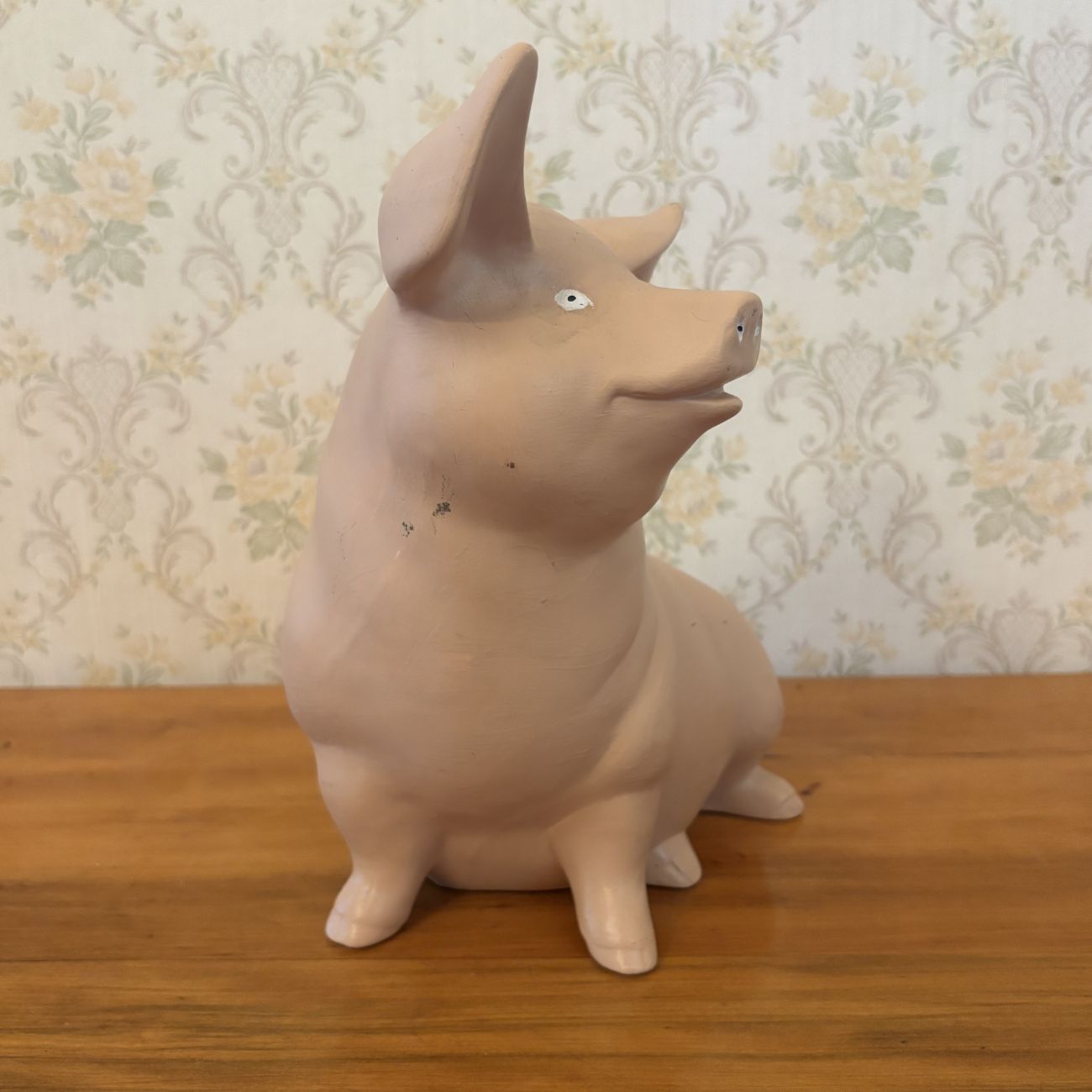 Large Ceramic Seated Pig Figurine