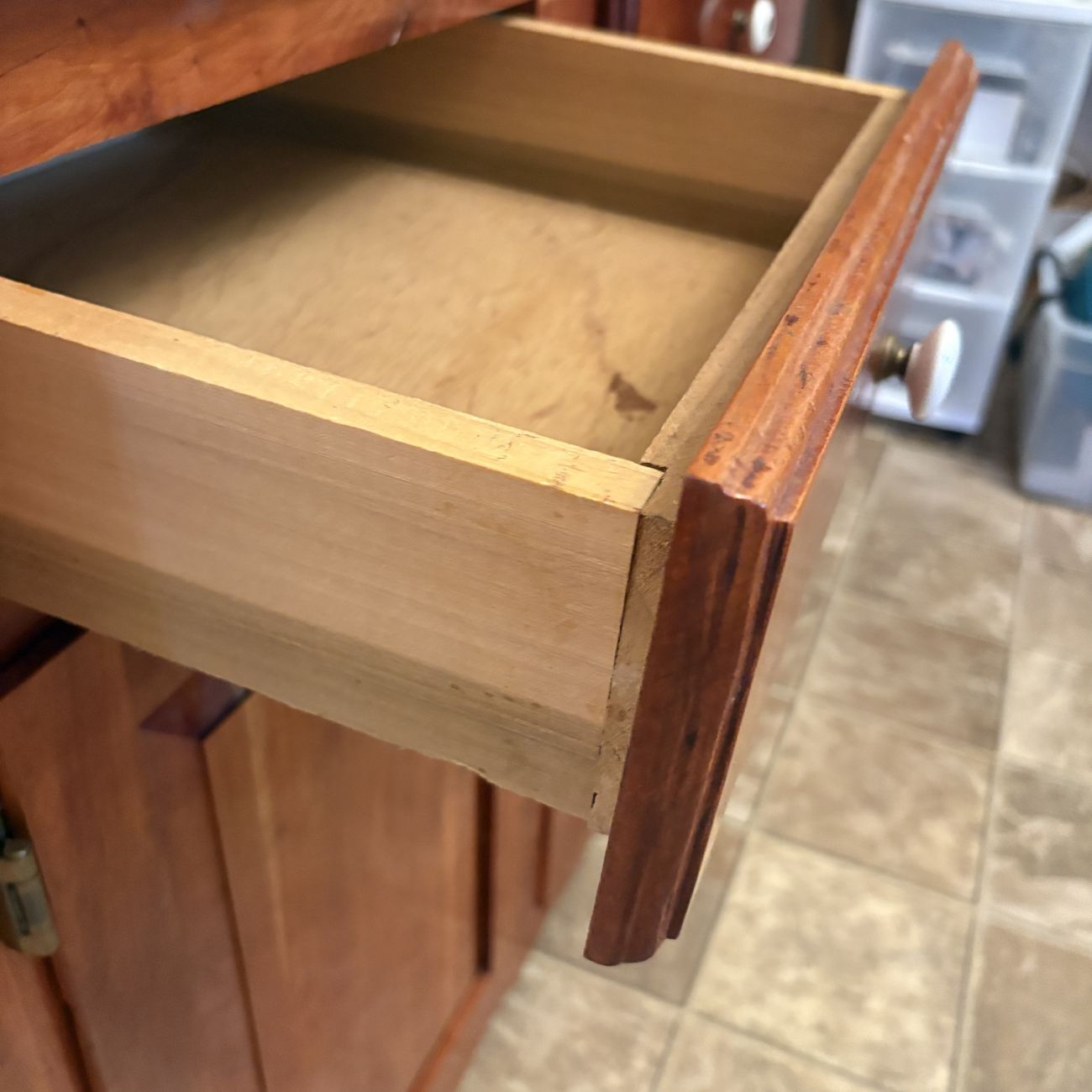 Two Piece Pine Step Back Hutch with Glazed Upper Cabinet