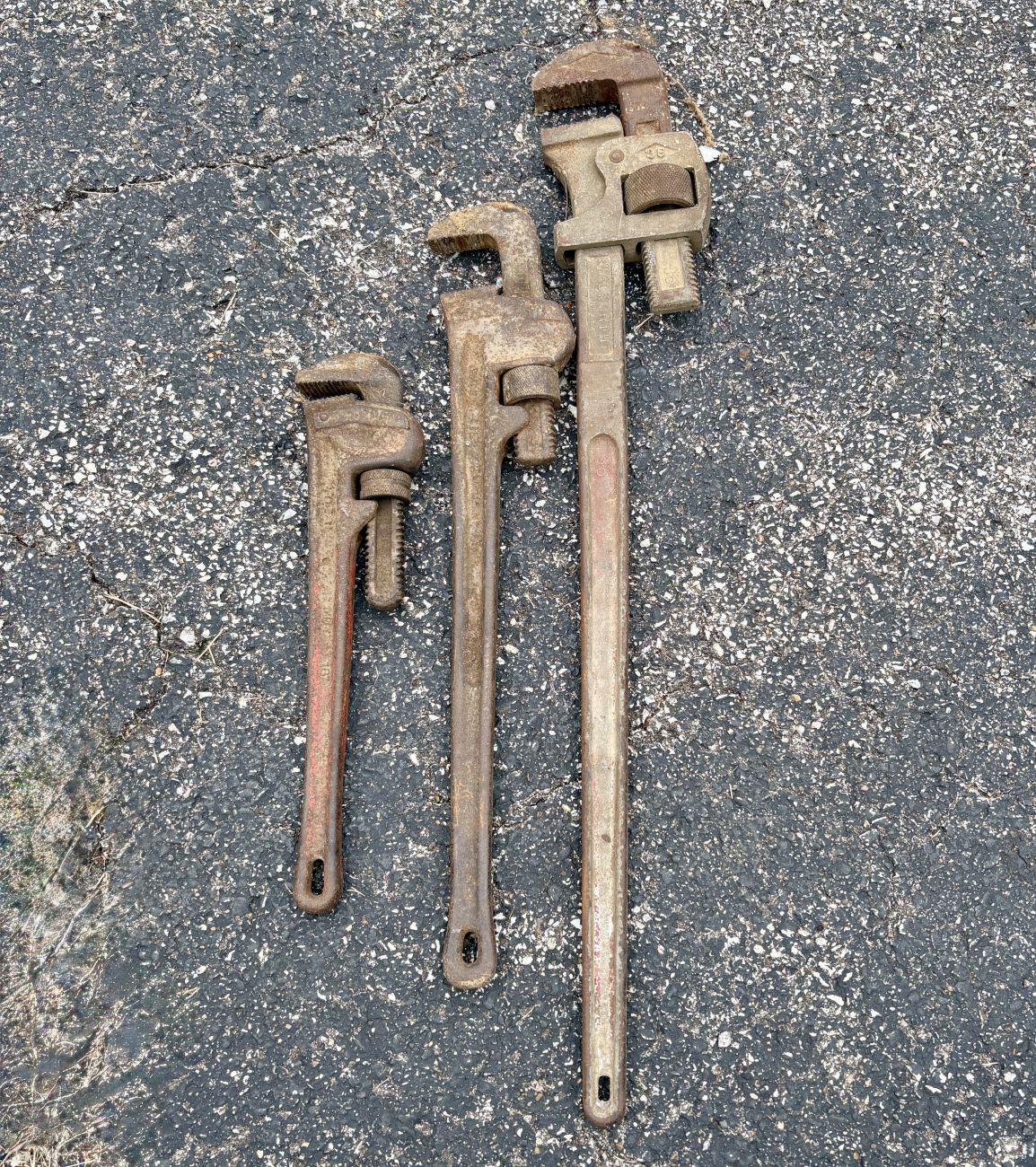 Three Vintage Pipe Wrenches Including Walworth