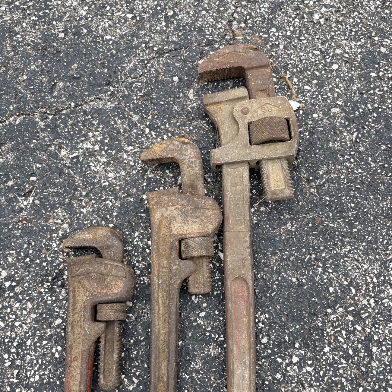 Three Vintage Pipe Wrenches Including Walworth