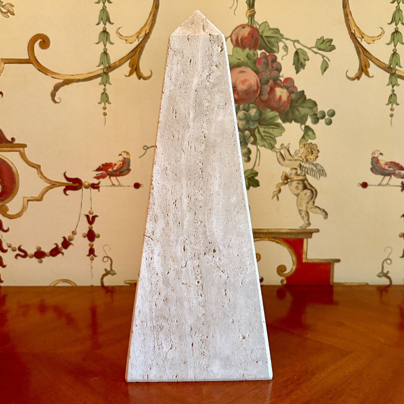 Mid Century Modern Italian Travertine Obelisk Sculpture