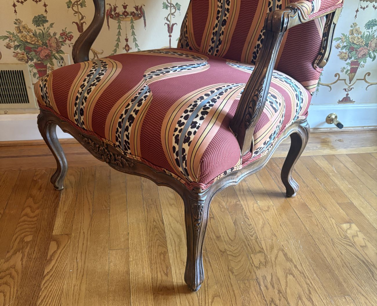 Louis XV Style Upholstered Wingback Armchair