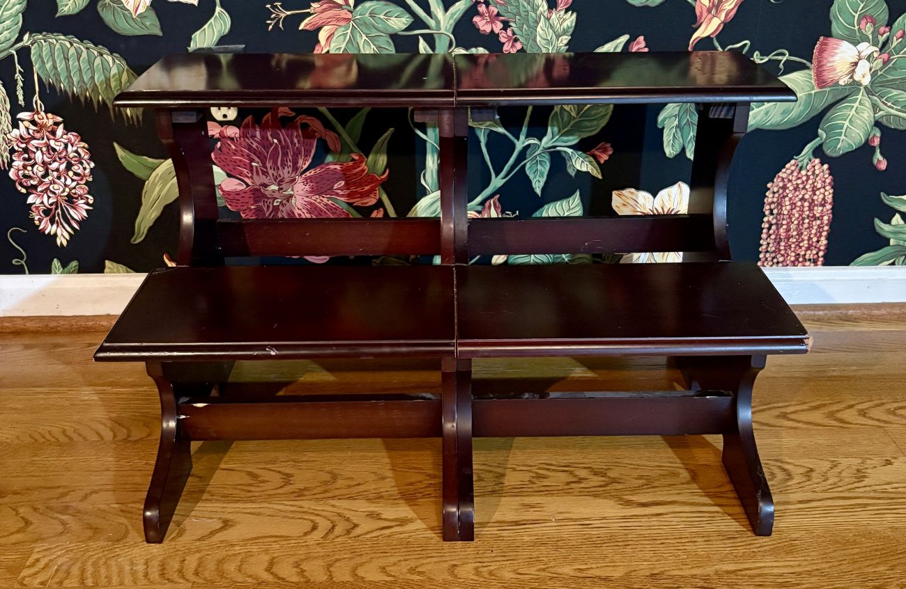 Tiered Dark Stained Wood Step Stool