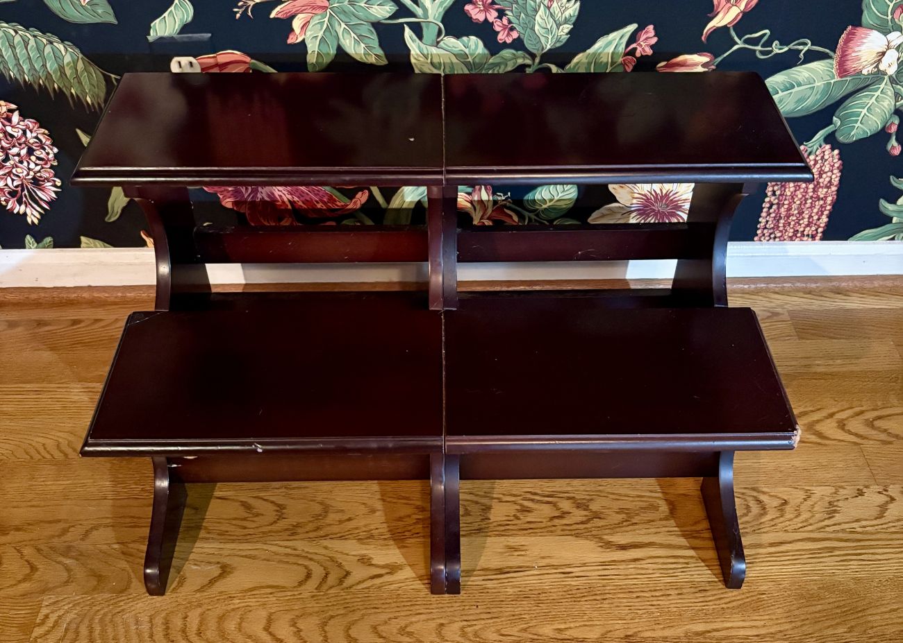 Tiered Dark Stained Wood Step Stool