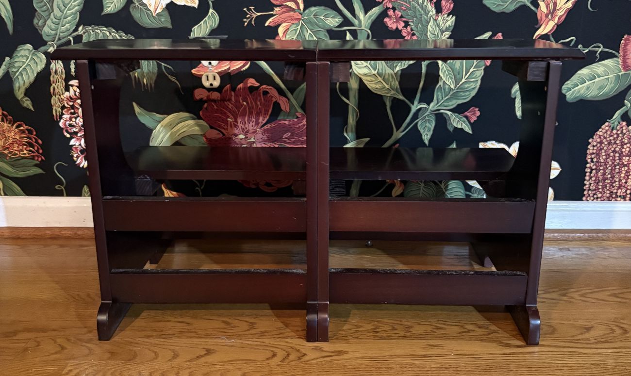 Tiered Dark Stained Wood Step Stool