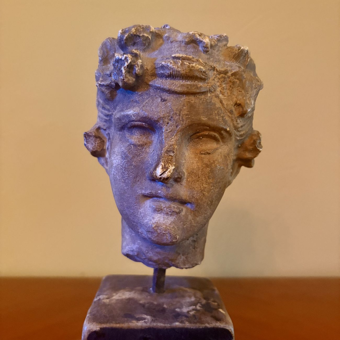 Classical Style Cast Composite Male Head Bust on Plinth