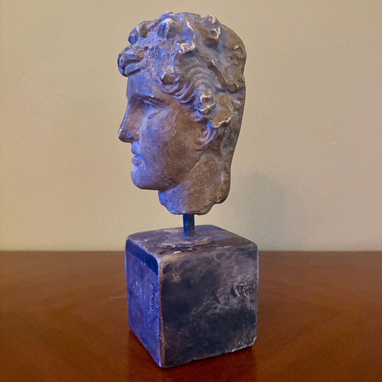 Classical Style Cast Composite Male Head Bust on Plinth