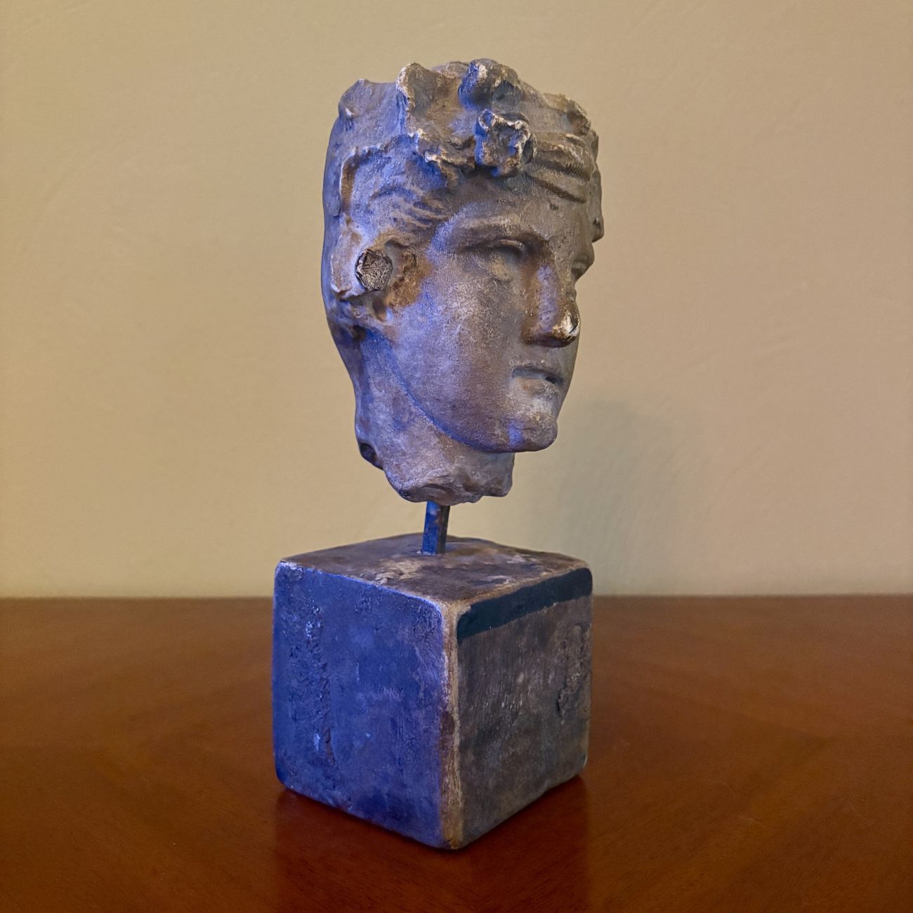 Classical Style Cast Composite Male Head Bust on Plinth