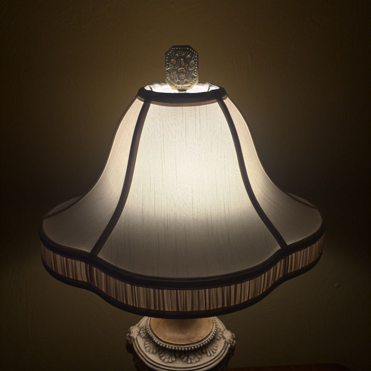 Large Neoclassical Urn Form Table Lamp with Fabric Bell Shade
