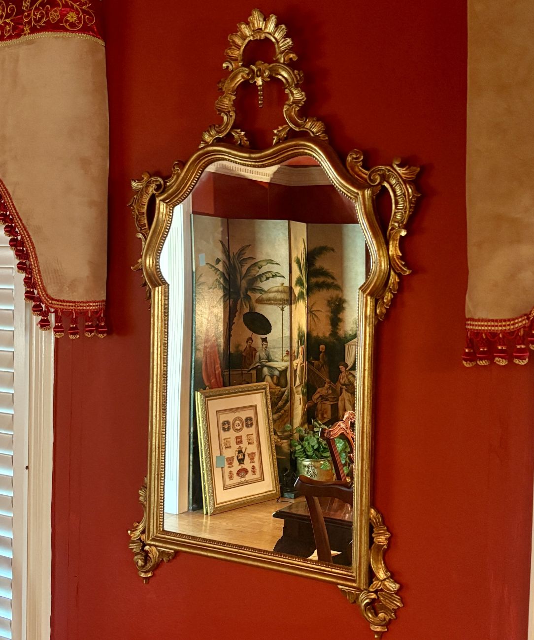 Large Rococo Revival Gilt Framed Wall Mirror