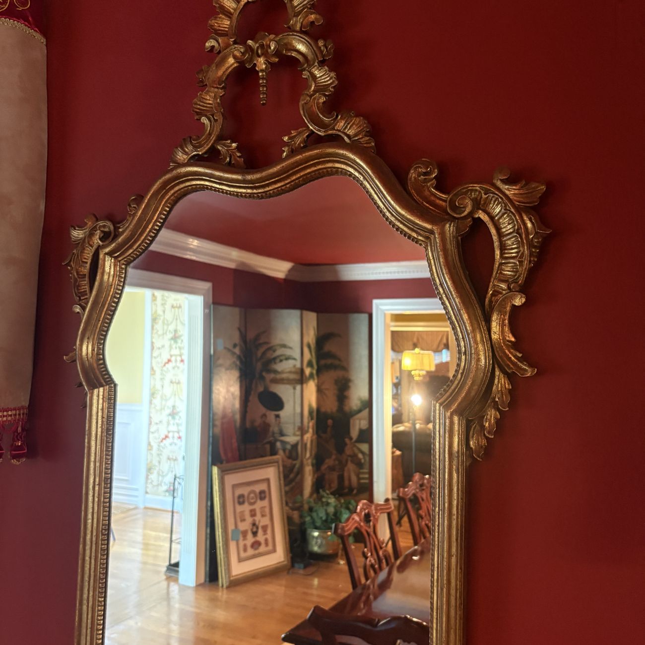 Large Rococo Revival Gilt Framed Wall Mirror