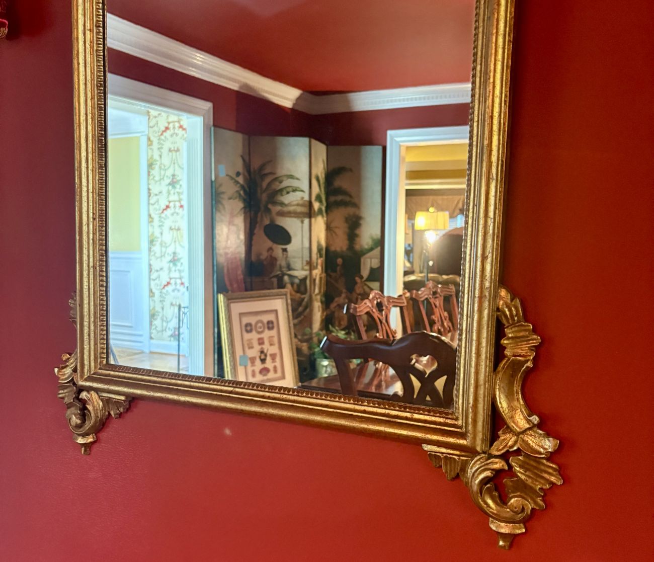 Large Rococo Revival Gilt Framed Wall Mirror