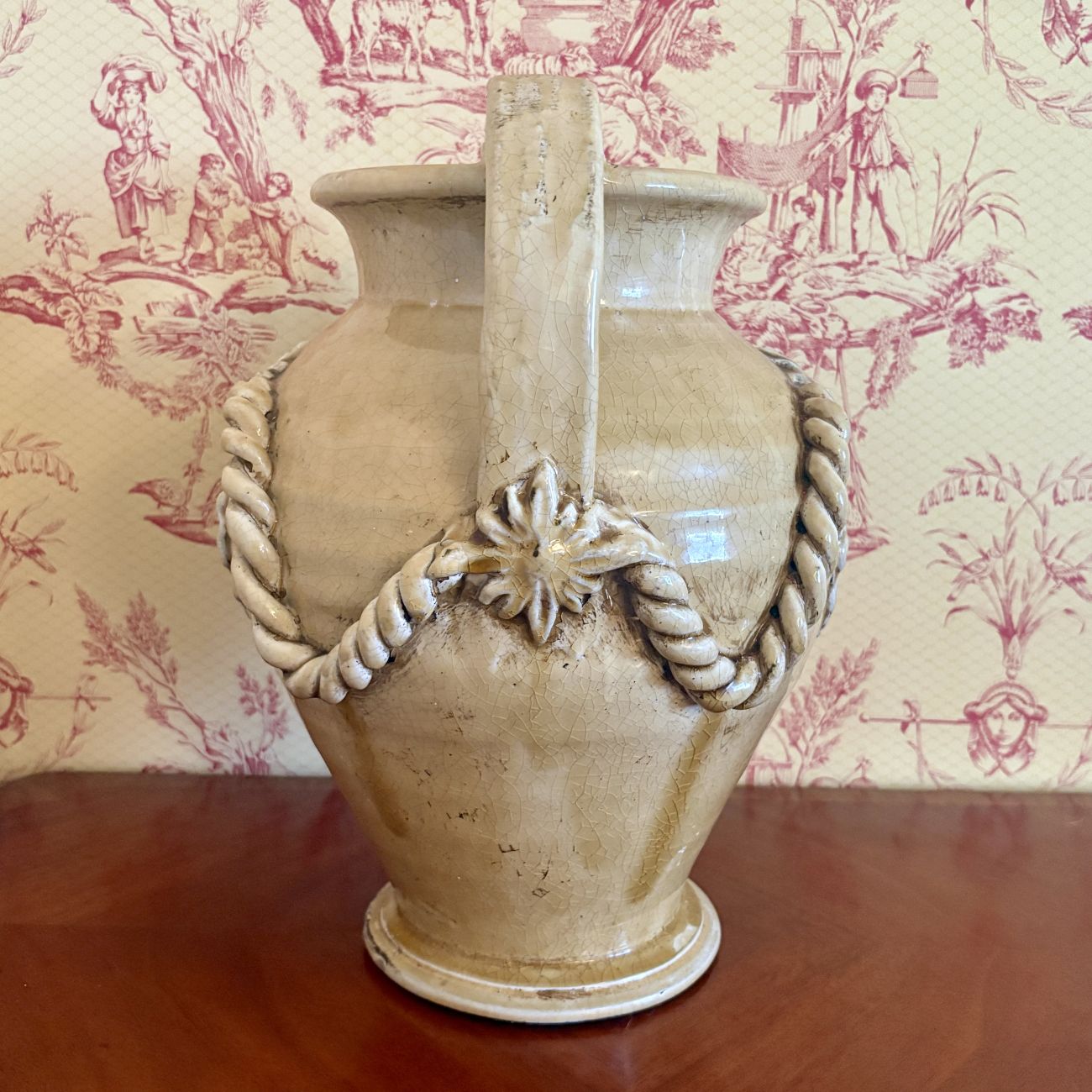 Large Ceramic Two Handled Festooned Amphora Urn