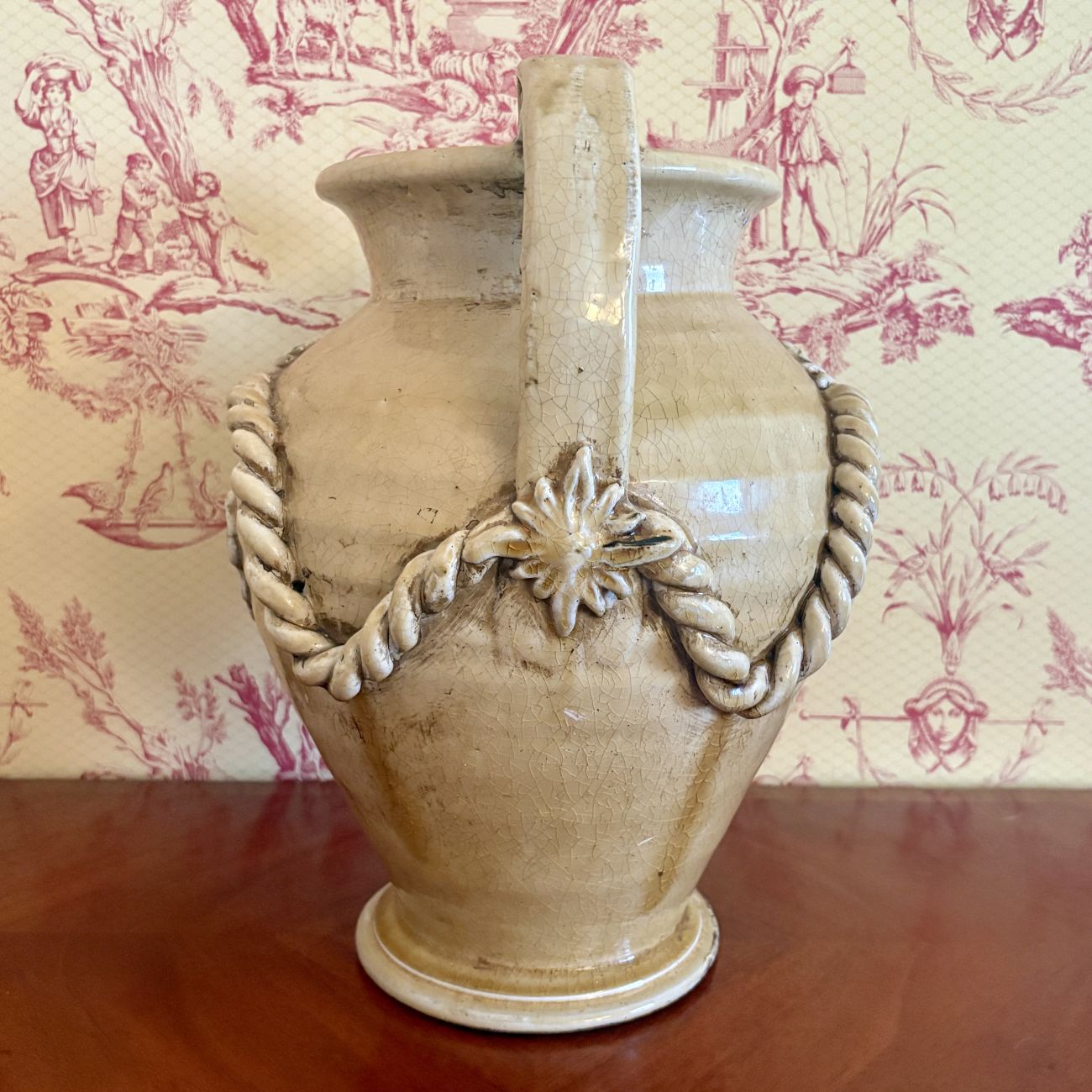 Large Ceramic Two Handled Festooned Amphora Urn