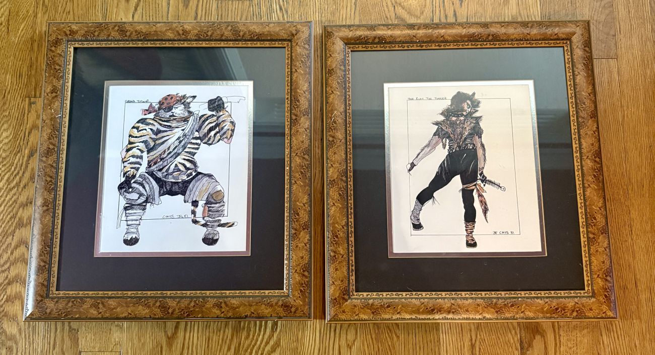 JJ, A Pair of Cats Costume Design Drawings, 1981
