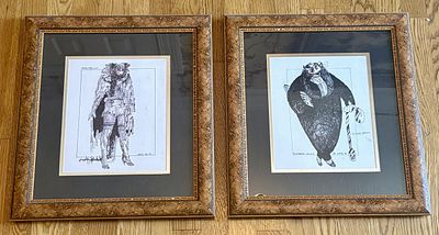 A Pair of Original Costume Design Drawings for Cats, Monogrammed JN 81. A pair of original 