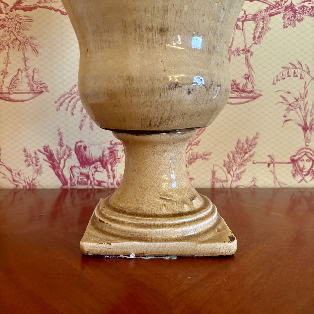 Large Glazed Earthenware Lidded Trophy Urn