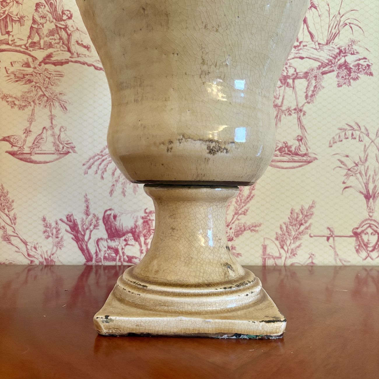 Large Glazed Earthenware Lidded Trophy Urn