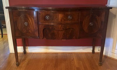 Federal Style Serpentine Inlaid Mahogany Sideboard. FOR PICK UP OR TRANSPORT ONLY, WILL NOT SHIP 