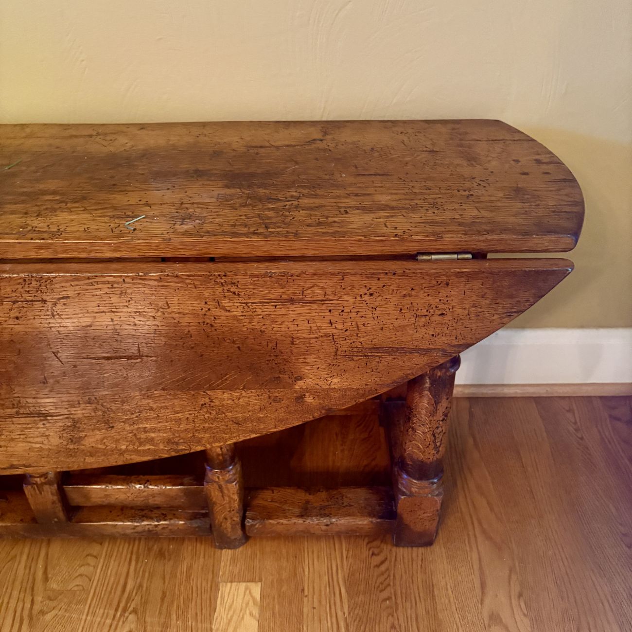 Jacobean Revival Oak Gateleg Drop Leaf Console Table