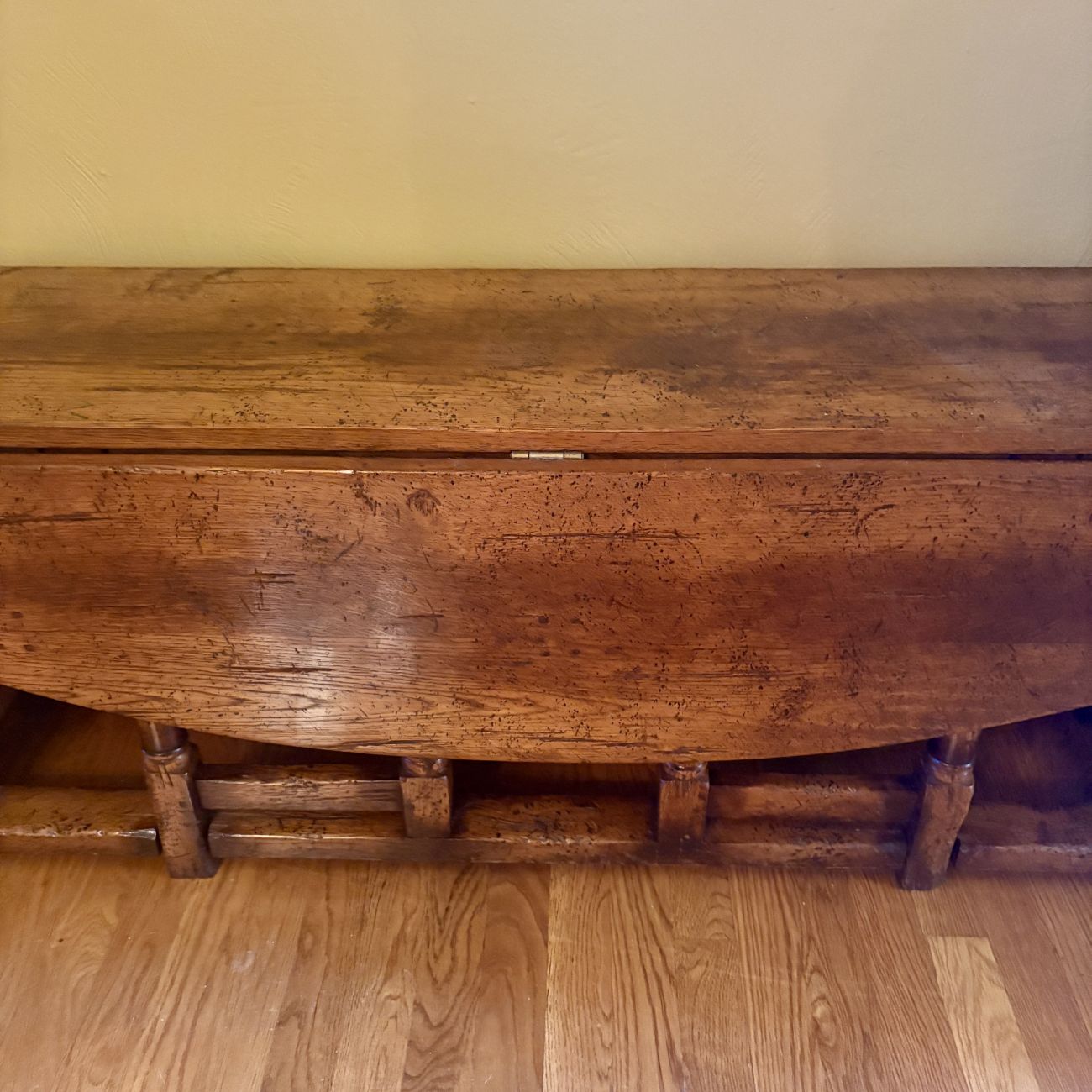 Jacobean Revival Oak Gateleg Drop Leaf Console Table
