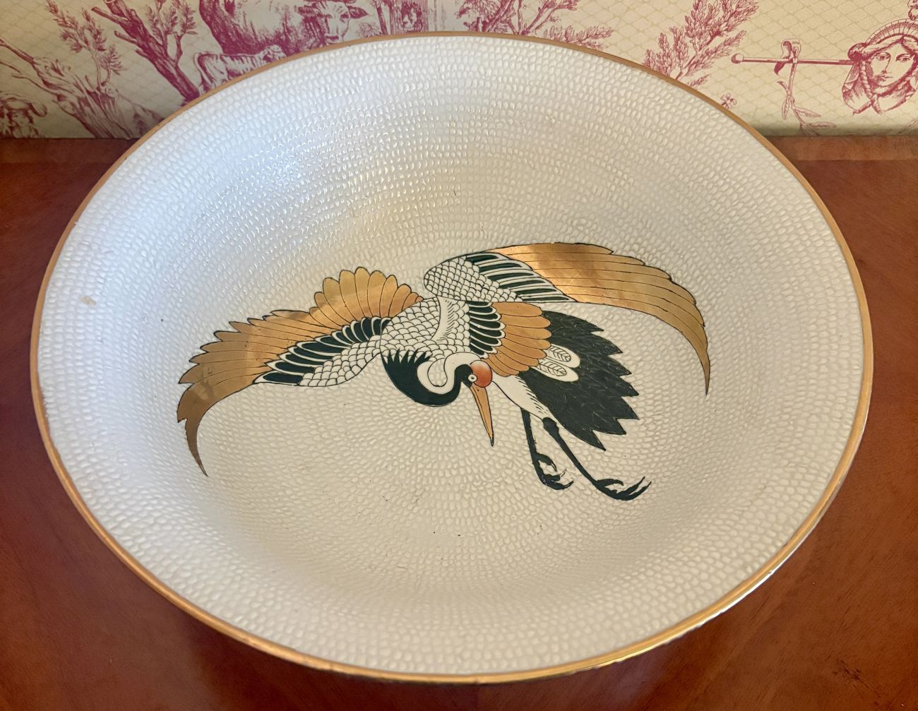 Kinder-Harris Porc. Bowl w/ Crane Motif, 1989