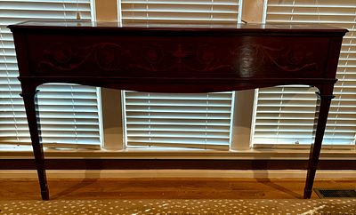 Federal Style Inlaid Mahogany Converted Square Piano Console Table. FOR PICK UP OR TRANSPORT 