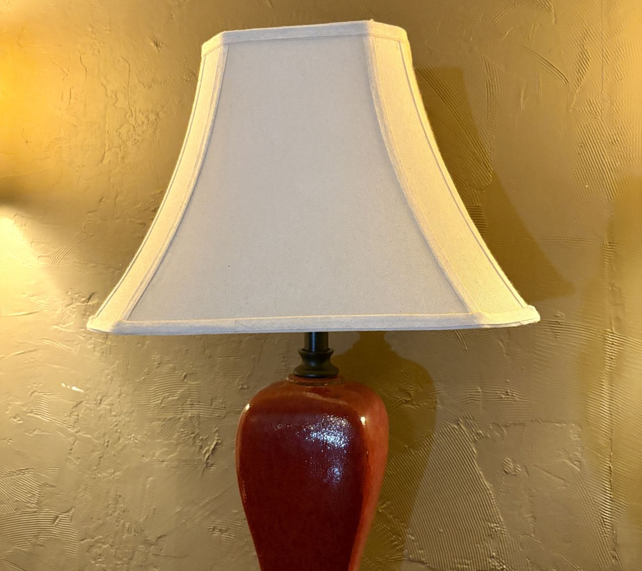 Large Glazed Red Ceramic Baluster Form Table Lamp