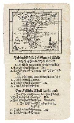 Johann Ulrich Muller - Ulm, 1692. - "India intra Gangem". Miniature map of India.